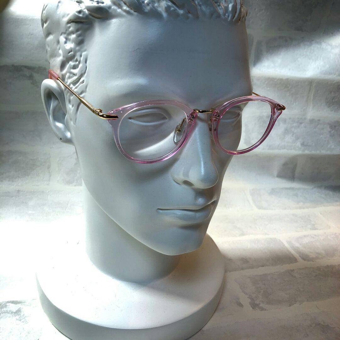 メルカリ ユメカワ ピンクフレームクリアレンズサングラス ウェリントン ボストン サングラス メガネ 999 中古や未使用のフリマ