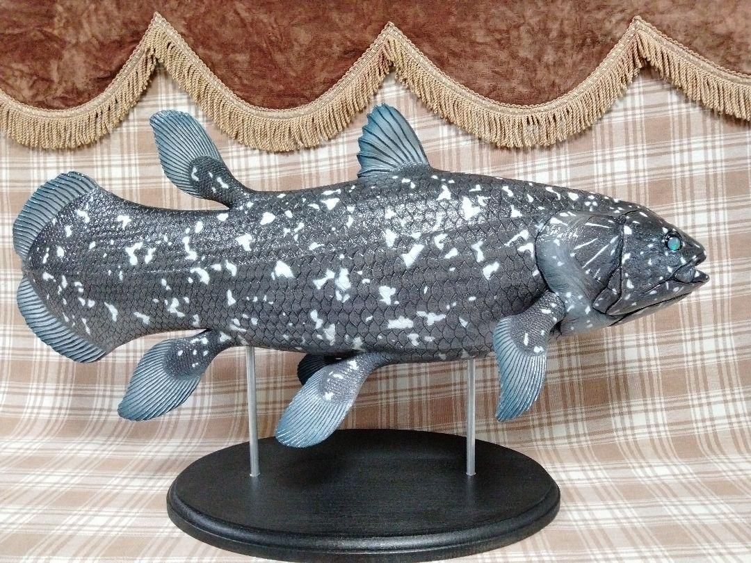 新色ハンドメイド　61cmシーラカンス フィギュア　レプリカ　化石魚　古生物