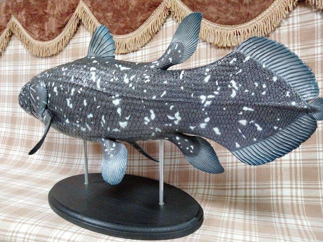 新色ハンドメイド　61cmシーラカンス フィギュア　レプリカ　化石魚　古生物