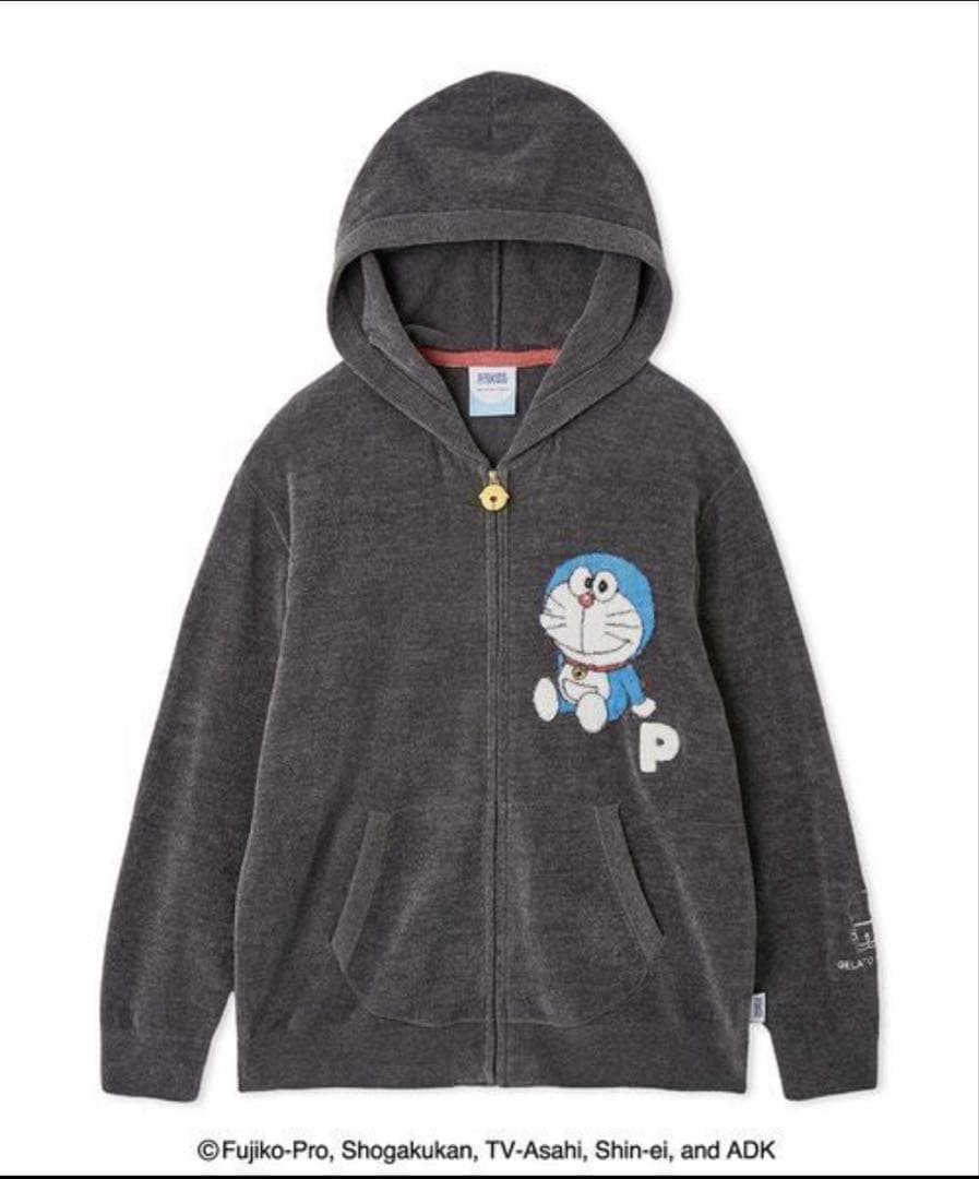 ジェラートピケ ドラえもん ジャガードパーカ チャコールグレー メンズ MM gelato pique