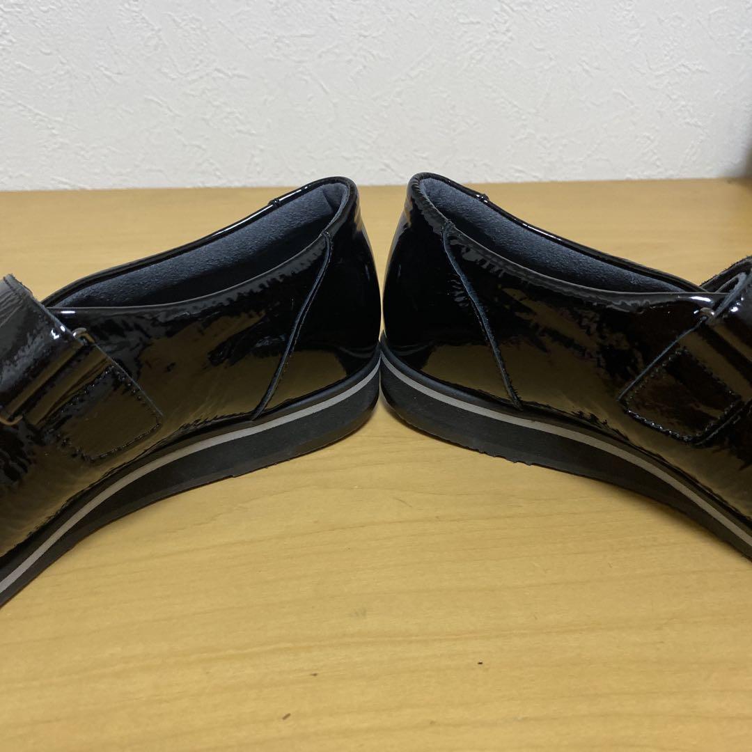 銀座ヨシノヤ　軽量　コンフォートシューズ　エナメル　日本製　黒　23cm 未使用