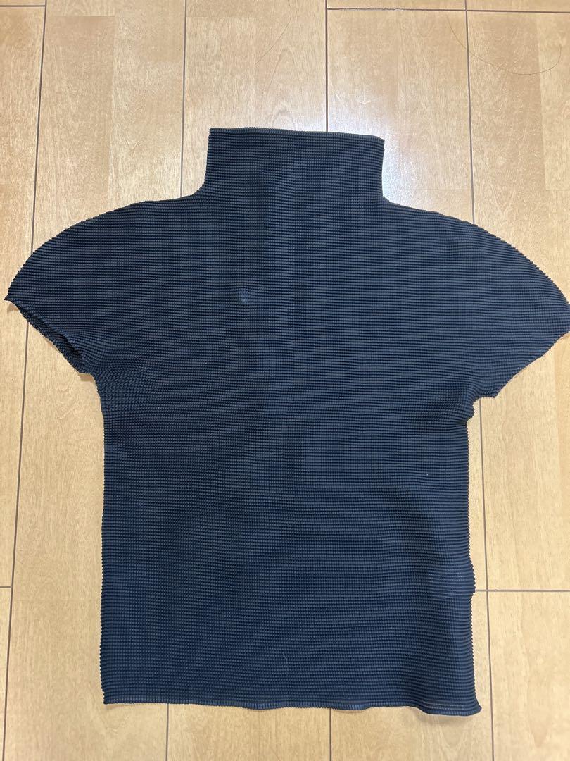 イッセイミヤケme ハイネック 半袖ニット 黒