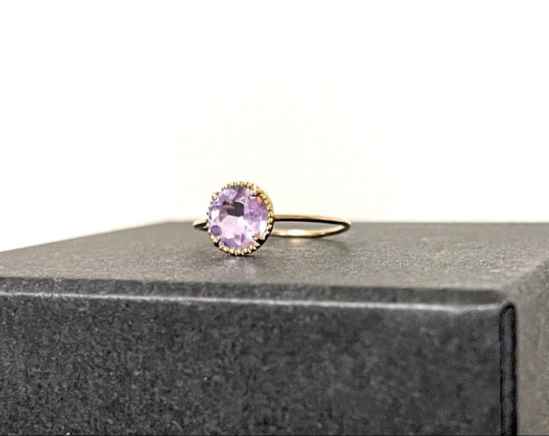 熱販売 アメジスト Juvelia ミル打ち レディース リング② K10 アクセサリー