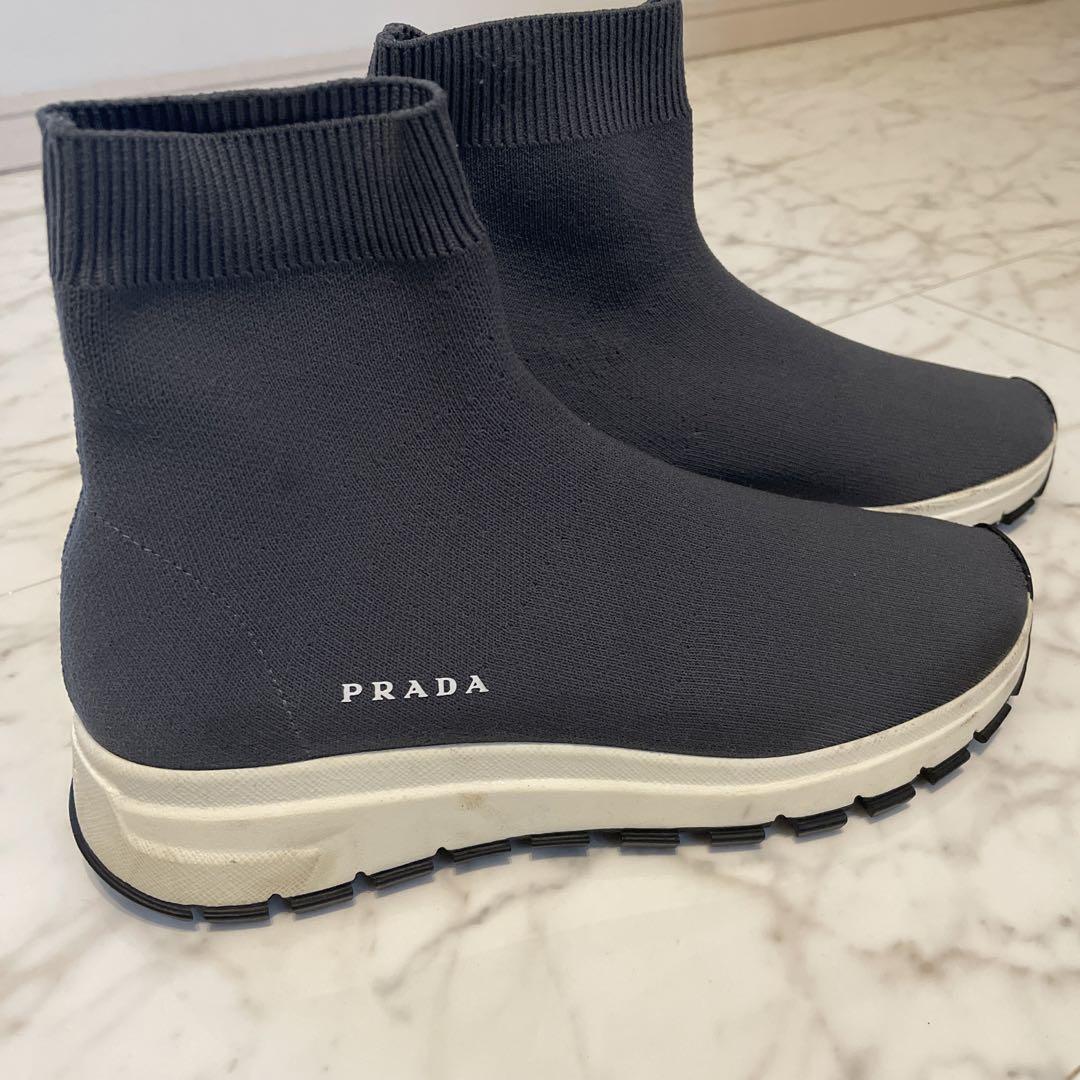 PRADA ソックスブーツ　グレー