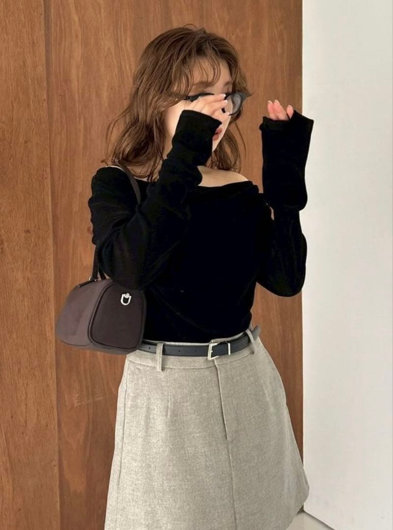 フレイアイディー デコルテタックフロッキーチュールトップス ブラック SIZE FRAY I.D