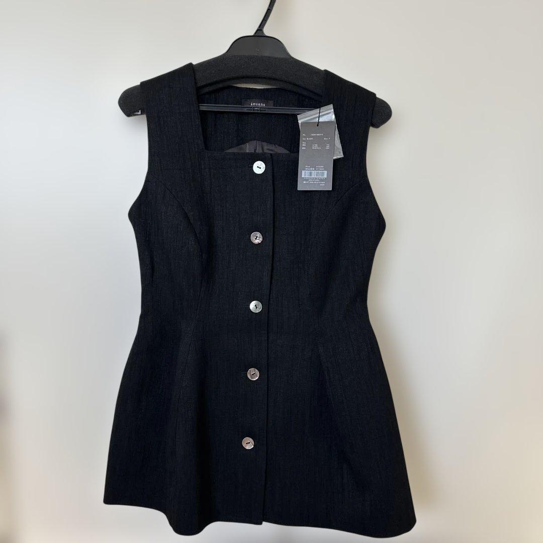 anuans アニュアンス バンピーストライプジャガードぺプラムブラウス SIZE anuans