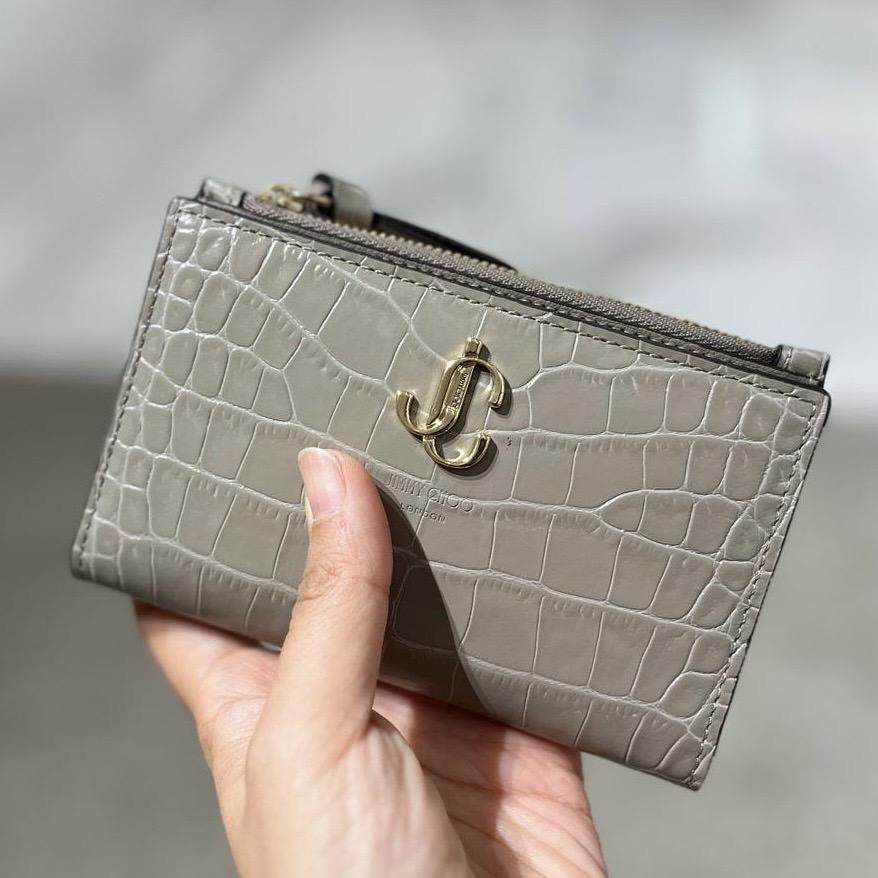ジミーチュウ JC LITZY クロコ型押し エンボス 折り財布 バッグ