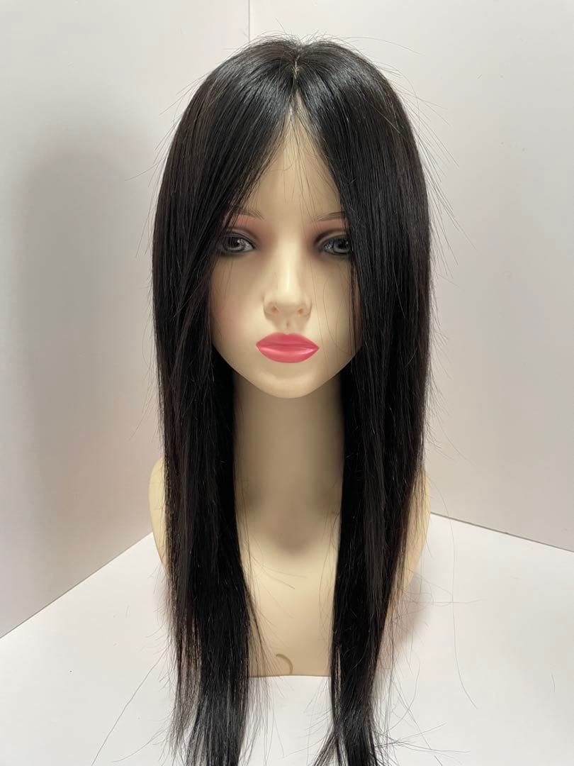 フルウィッグ人毛100%人毛ウィッグ医療ウィッグロングストレート センターパート
