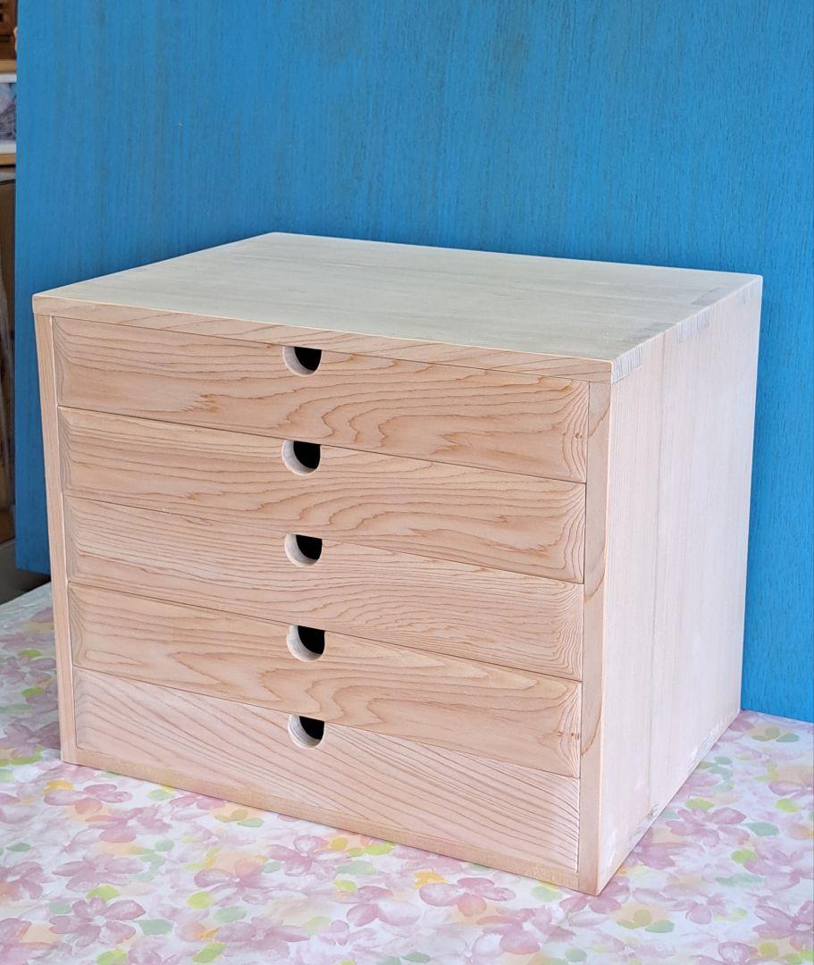 手作り ひのきA4サイズ書類収納５段