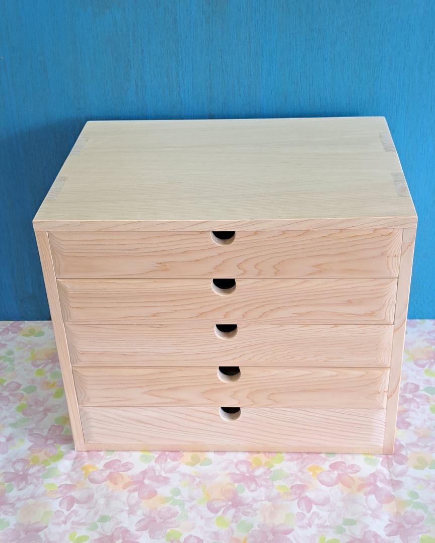 手作り ひのきA4サイズ書類収納５段