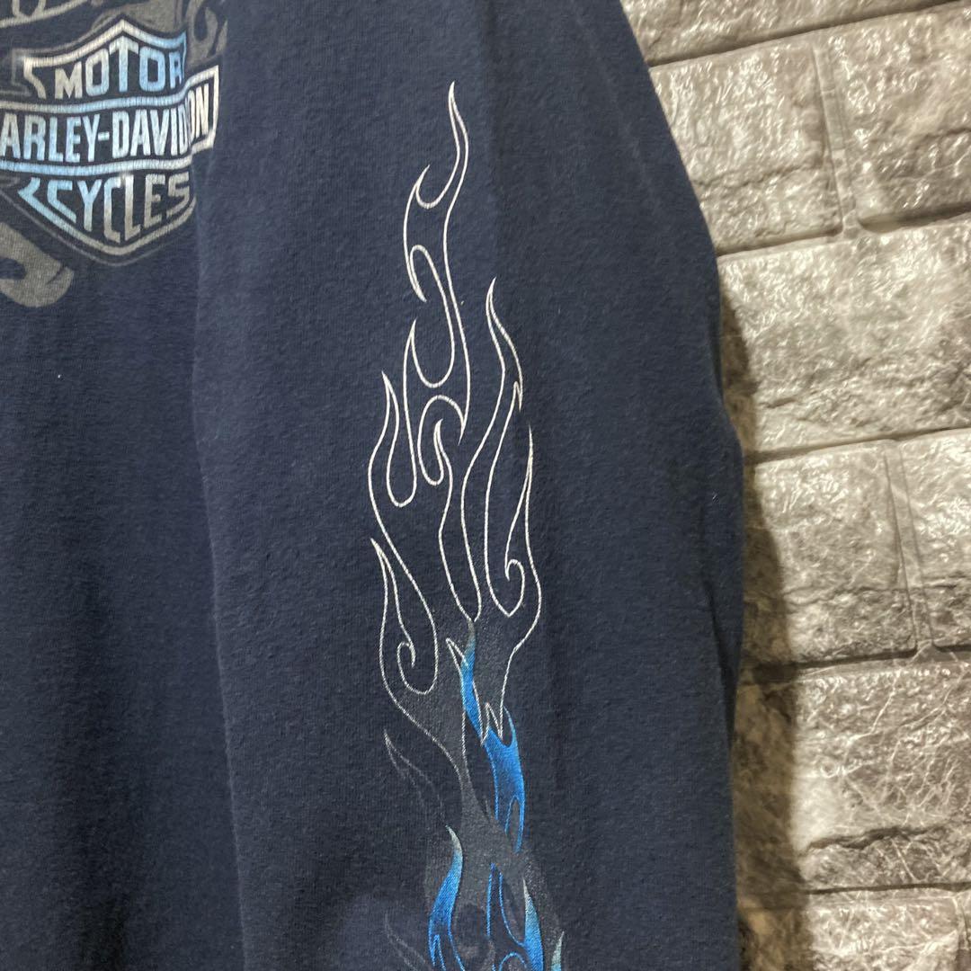 希少 HARLEY DAVIDSON ロンT ハーレーダビッドソン NAVY L