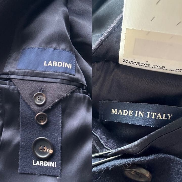 美品 LARDINI ラルディーニ 3つボタン チェスターコート ネイビー 42