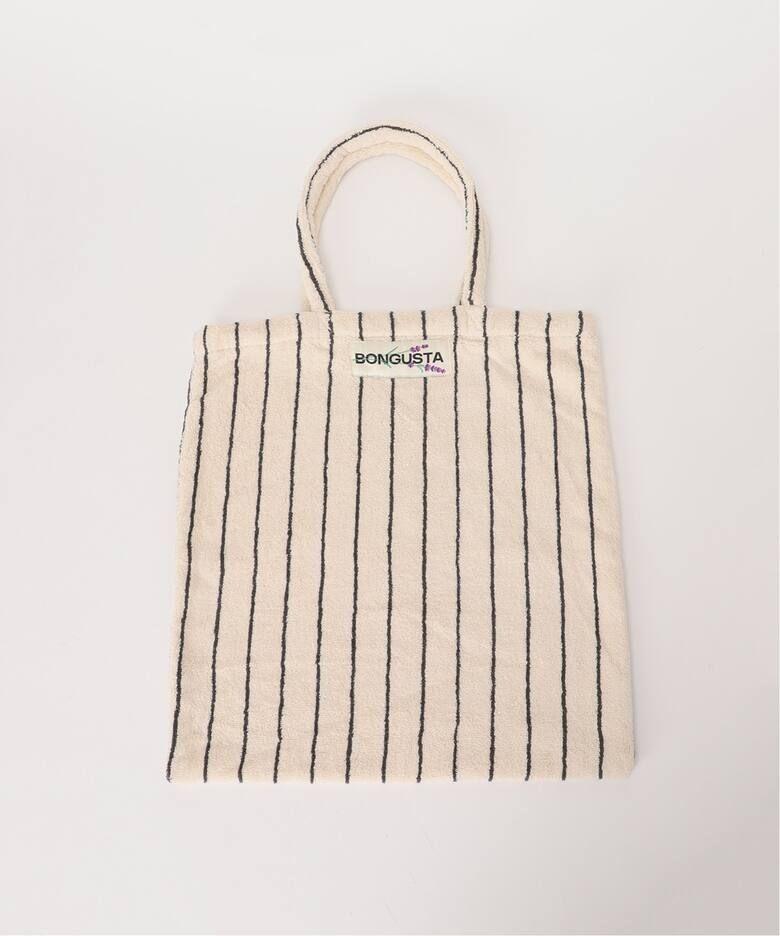 ボングスタ☆STRIPEDトートバッグ　新品ベージュ(CREAM＆INK)
