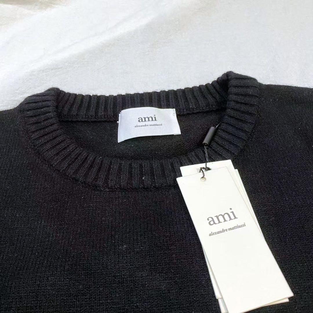 AMI PARIS ラウンドネック ニット セーター ブラック Mサイズ AMI PARIS ラウンドネック ニット セーター ブラック Mサイズ