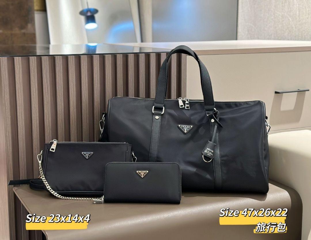 旅行用バッグセット 黒 ナイロン