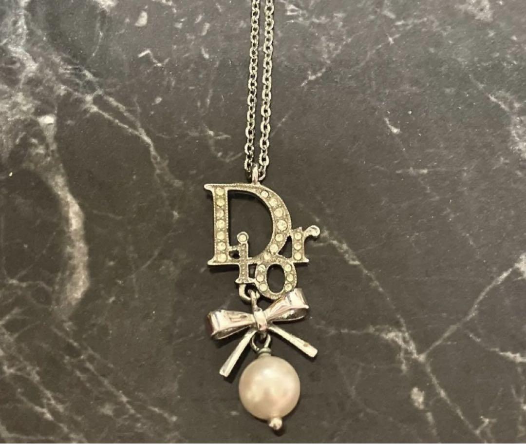 ディオール Dior ネックレス リボン パール 可愛い 美品 正規品