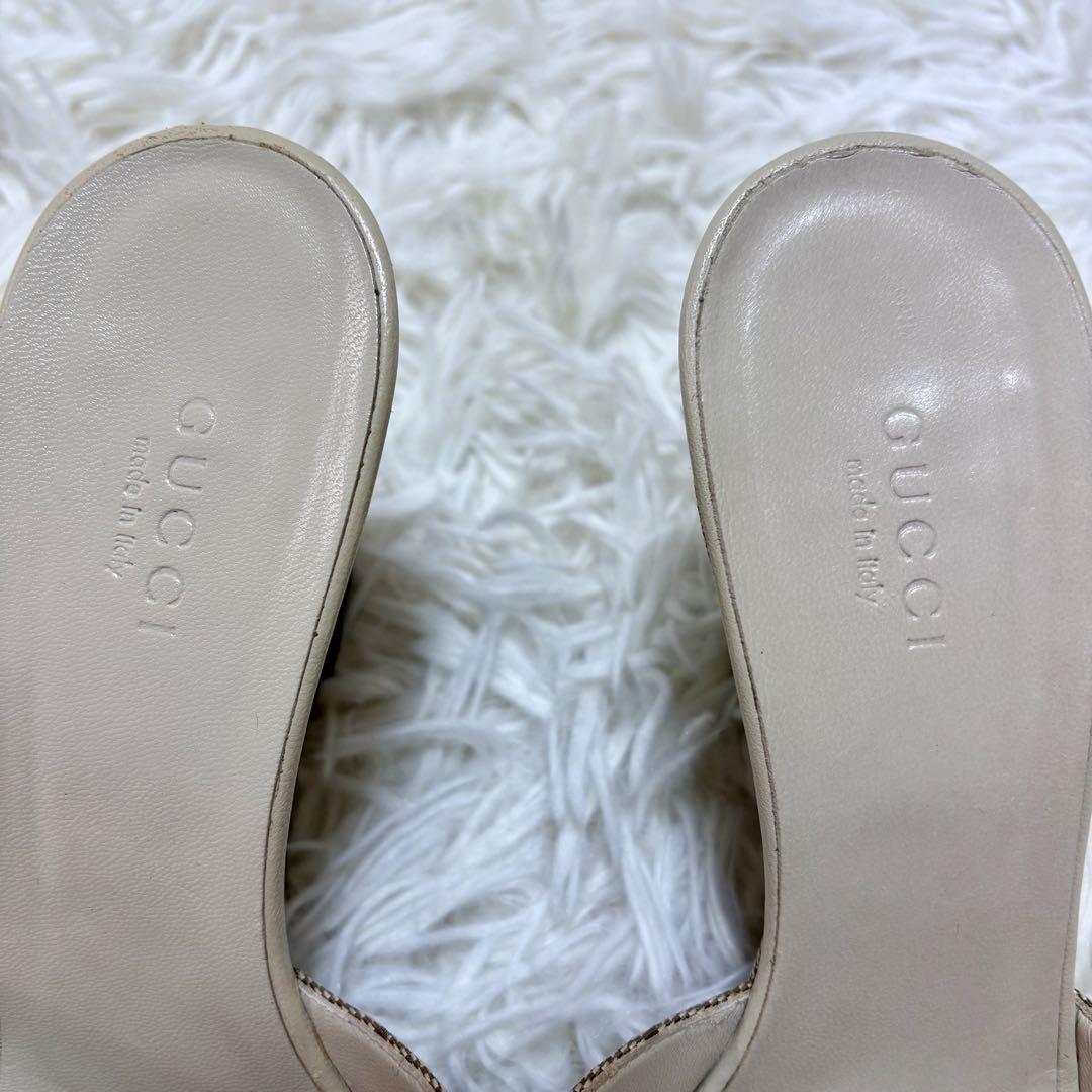 GUCCI グッチGGキャンバス レースアップ ウェッジサンダル 35.5C