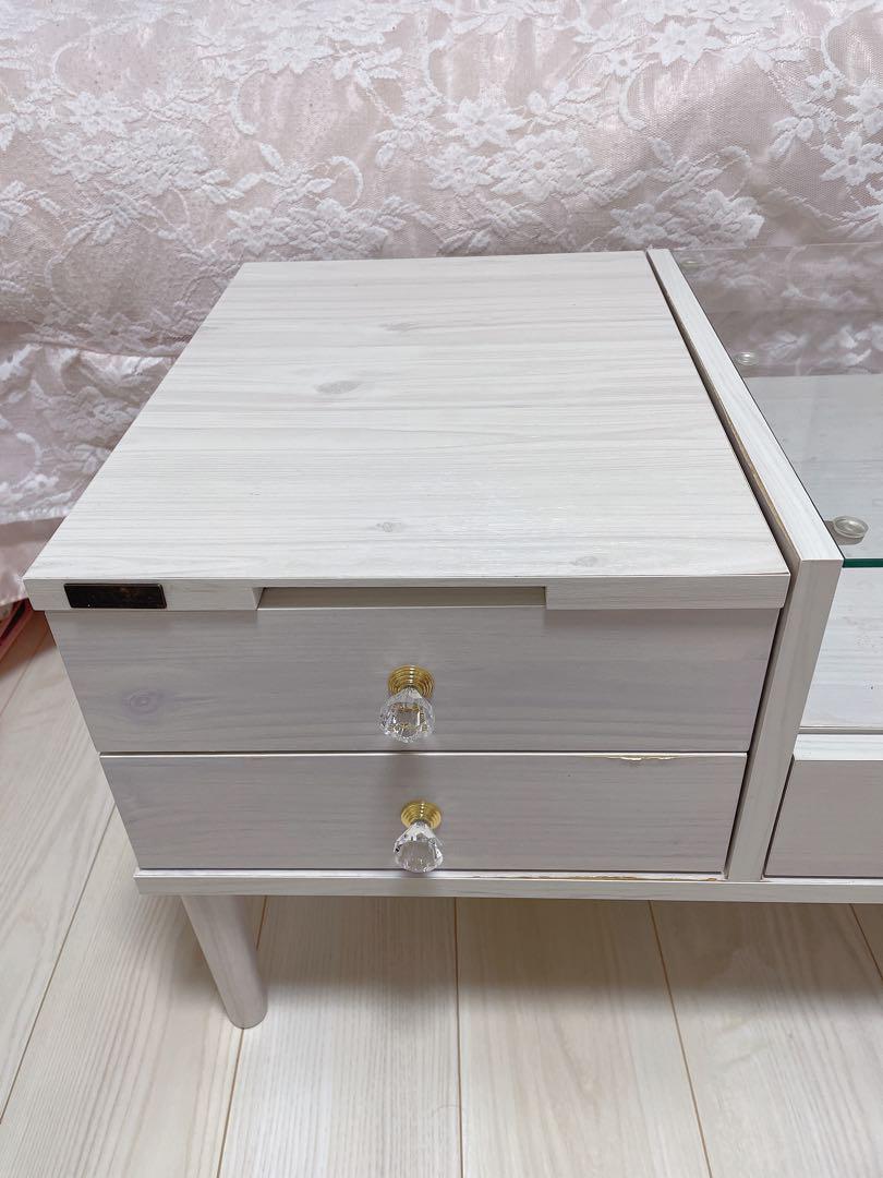 幸せなふたりに贈る結婚祝い 完成品】幅90 リビング収納 DIY向き ホワイト ドレッサーテーブル ドレッサー・鏡台