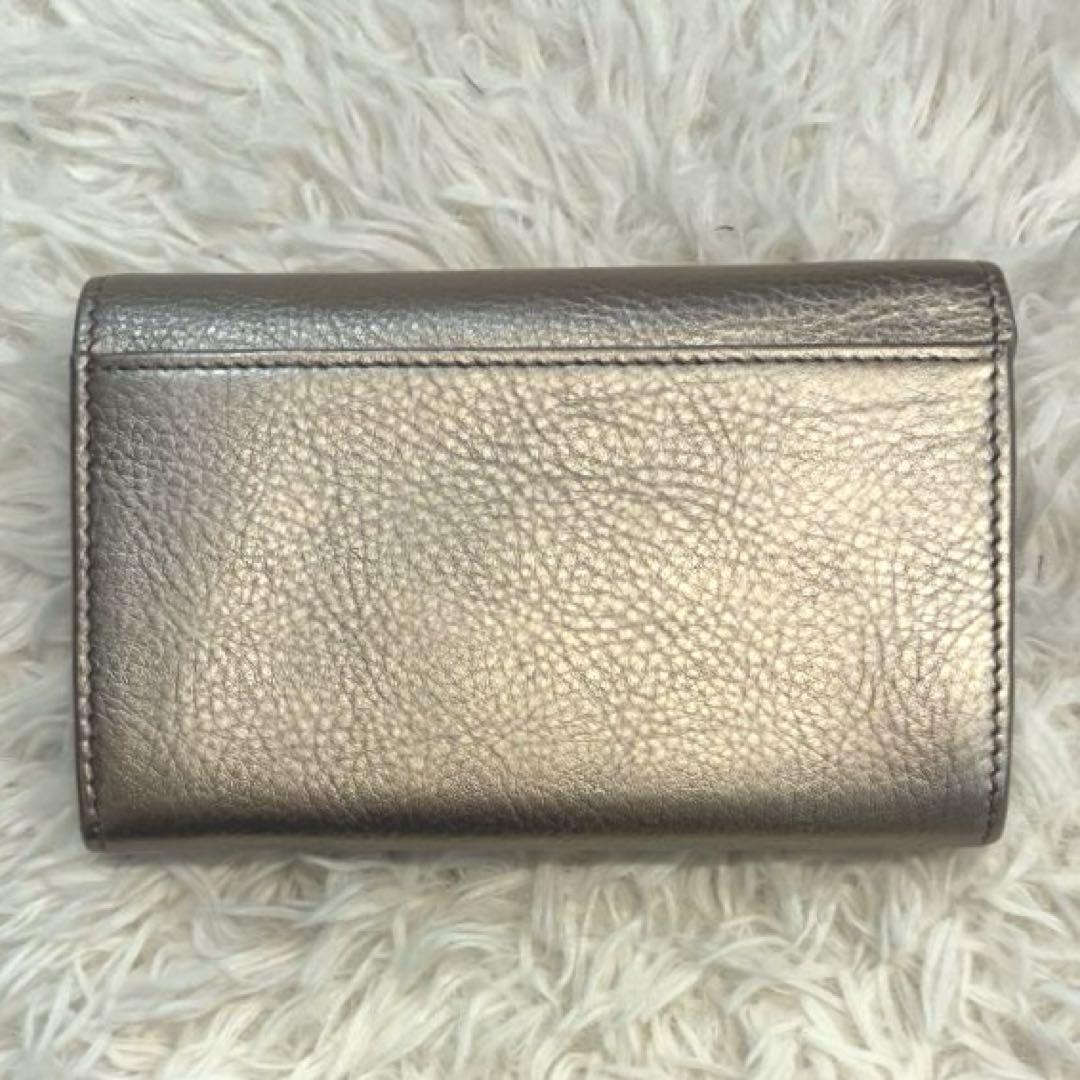 【美品】HIROFU 二つ折り財布 レザー ウォレット ゴールド