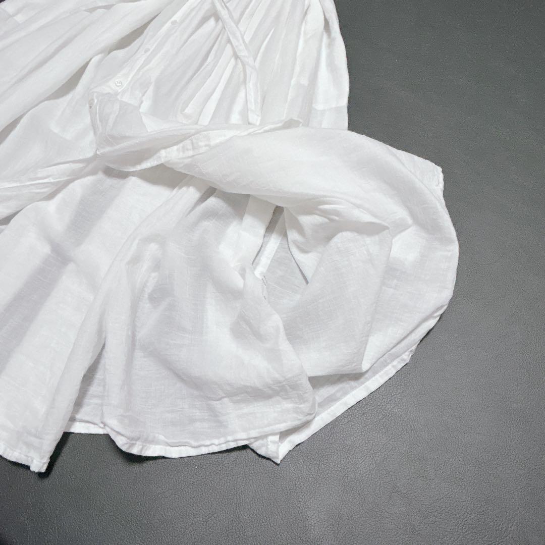 Gauze# ガーゼ ノースリーブ ギャザーシャツワンピース コットン
