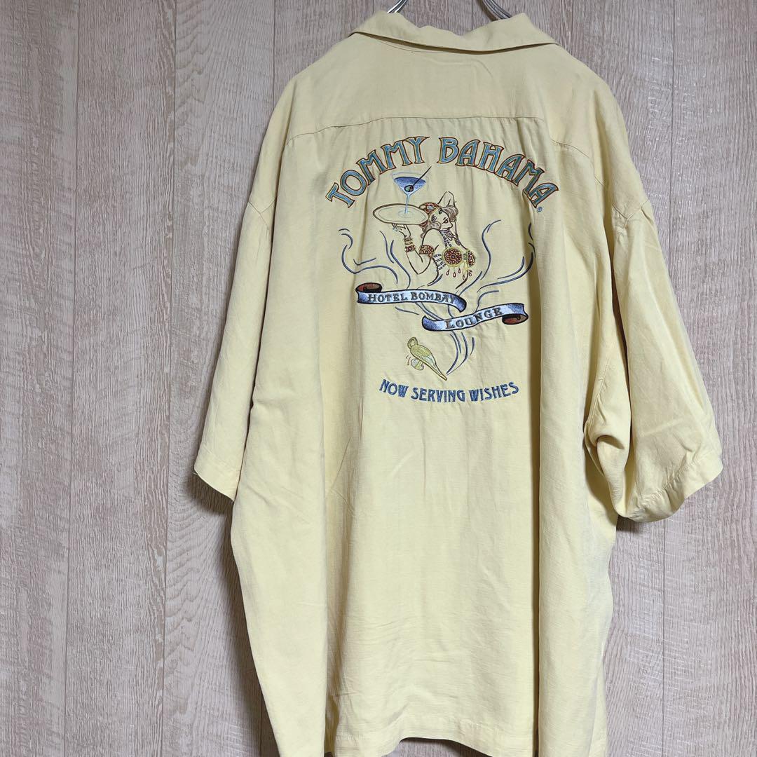 トミー バハマ オープンカラー半袖シャツ　スーベニア　 シルク XXL