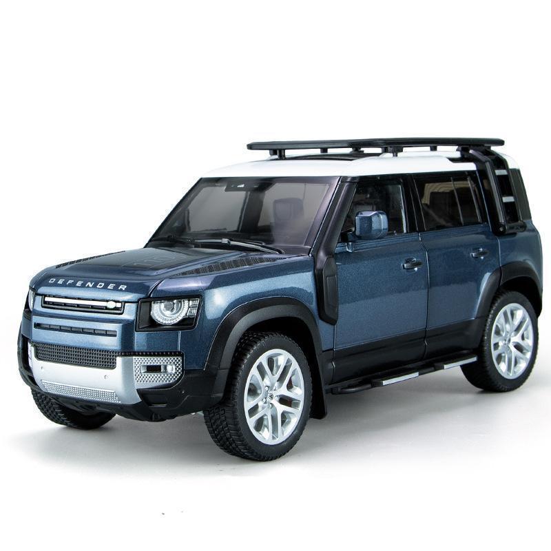 クリスマスツリー特価！ 1/18 ランドローバー ディフェンダー ミニカー ブルー ライト ROVER 自動車