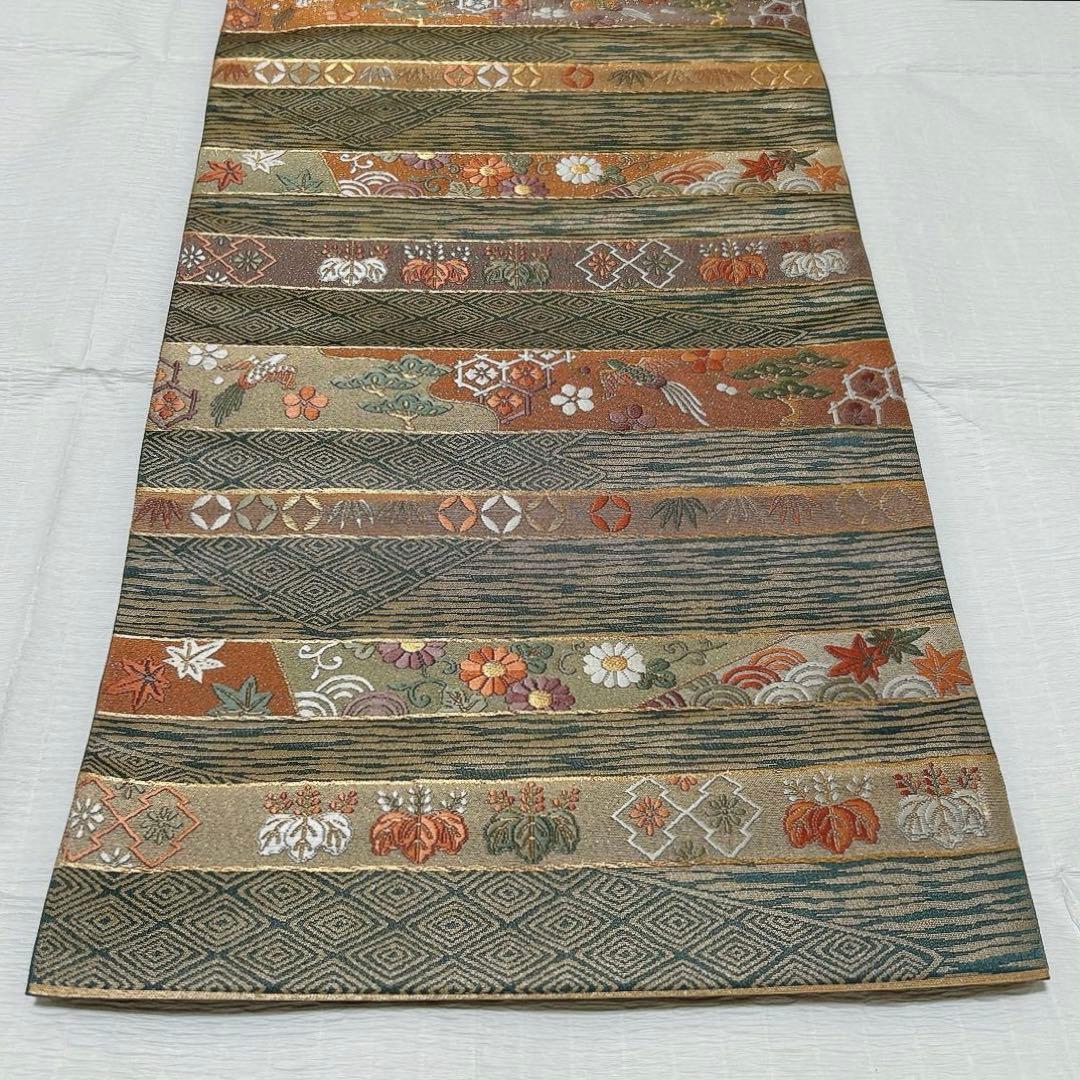 梅垣織物 袋帯 西陣織 能衣段文 正絹 金糸 - メルカリ