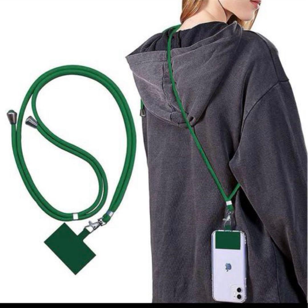 スマホストラップ ネックストラップ 携帯ストラップ　濃い緑　1つ