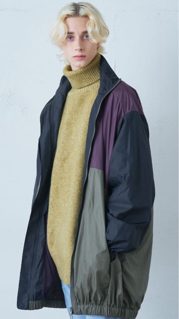 カラーブロック ナイロンジャケット