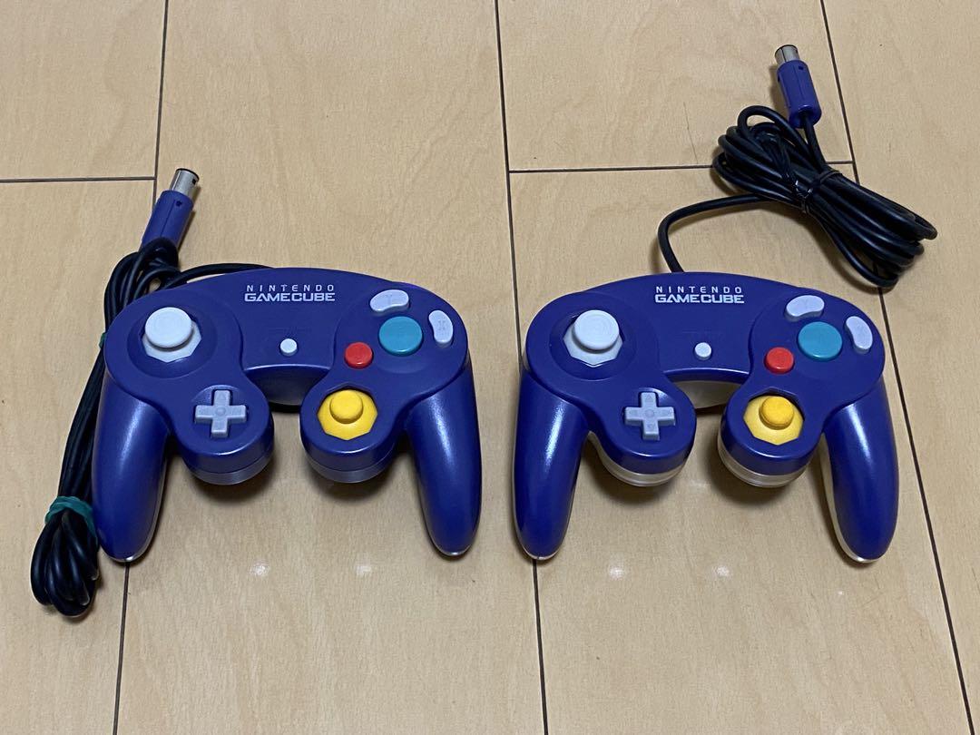 【動作確認済】ゲームキューブコントローラ後期型ブラック&バイオレット2個