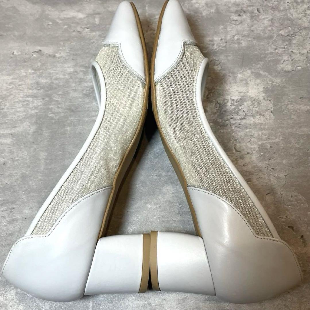 【美品】 DIANA ダイアナ パンプス ハイヒール メッシュ ホワイト 24