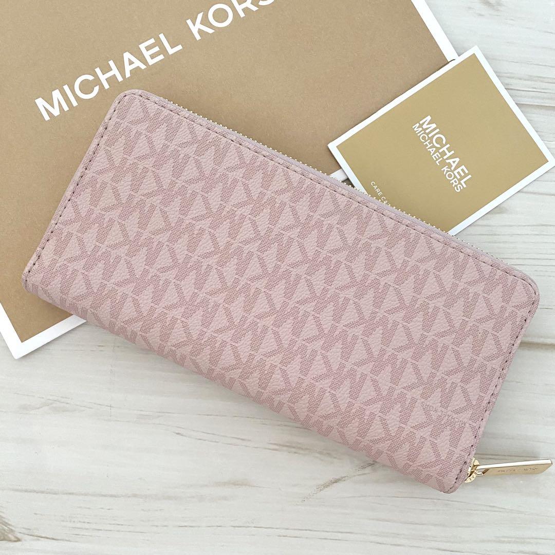 新品 MICHAEL KORS長財布 ライトピンク 財布 長財布 シグネチャー