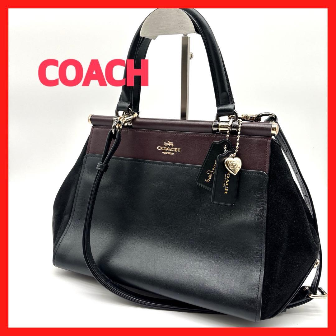 COACH ショルダーバッグ ブラック/バーガンディ