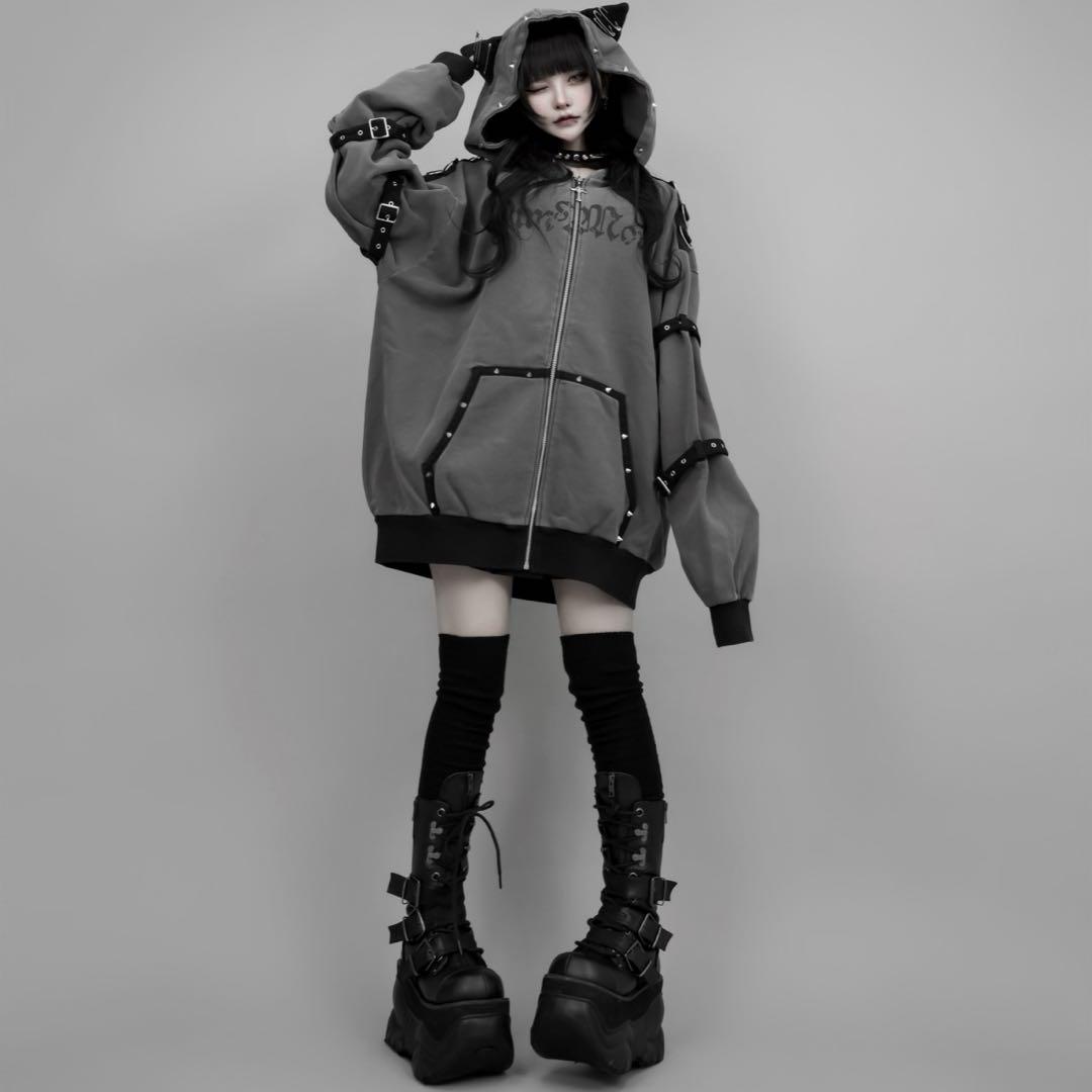 Dimmoire Evil Cat パーカー DimMoire ディムモアール Evil cat 猫耳 パーカー フーディ 黒