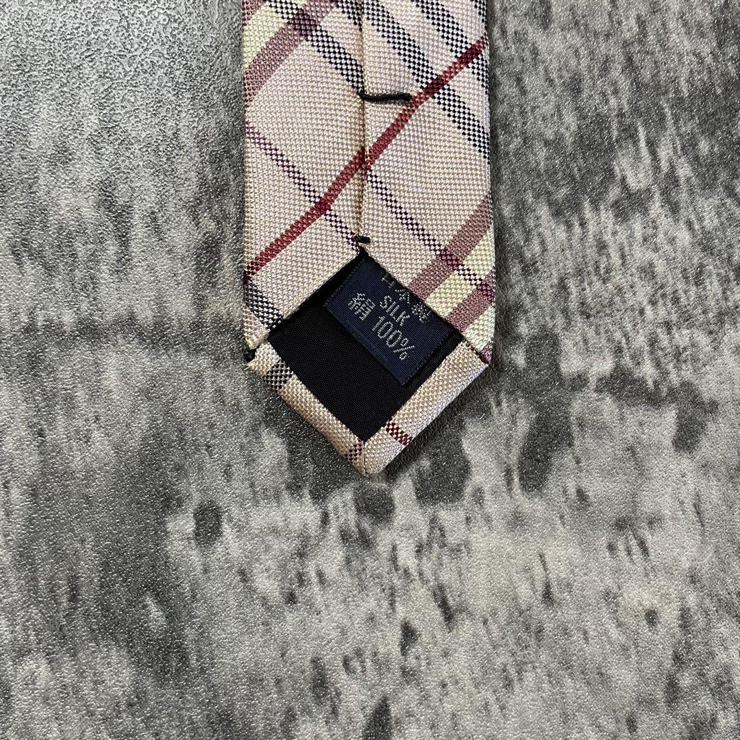 AN055 BURBERRY チェック柄ネクタイ ライトピンク シルク ネクタイ