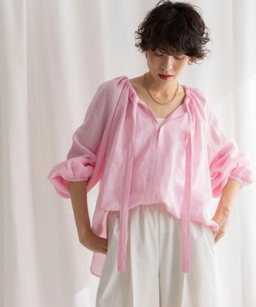 2nd NOLLEY'S /WASH LINEN ギャザーブラウス