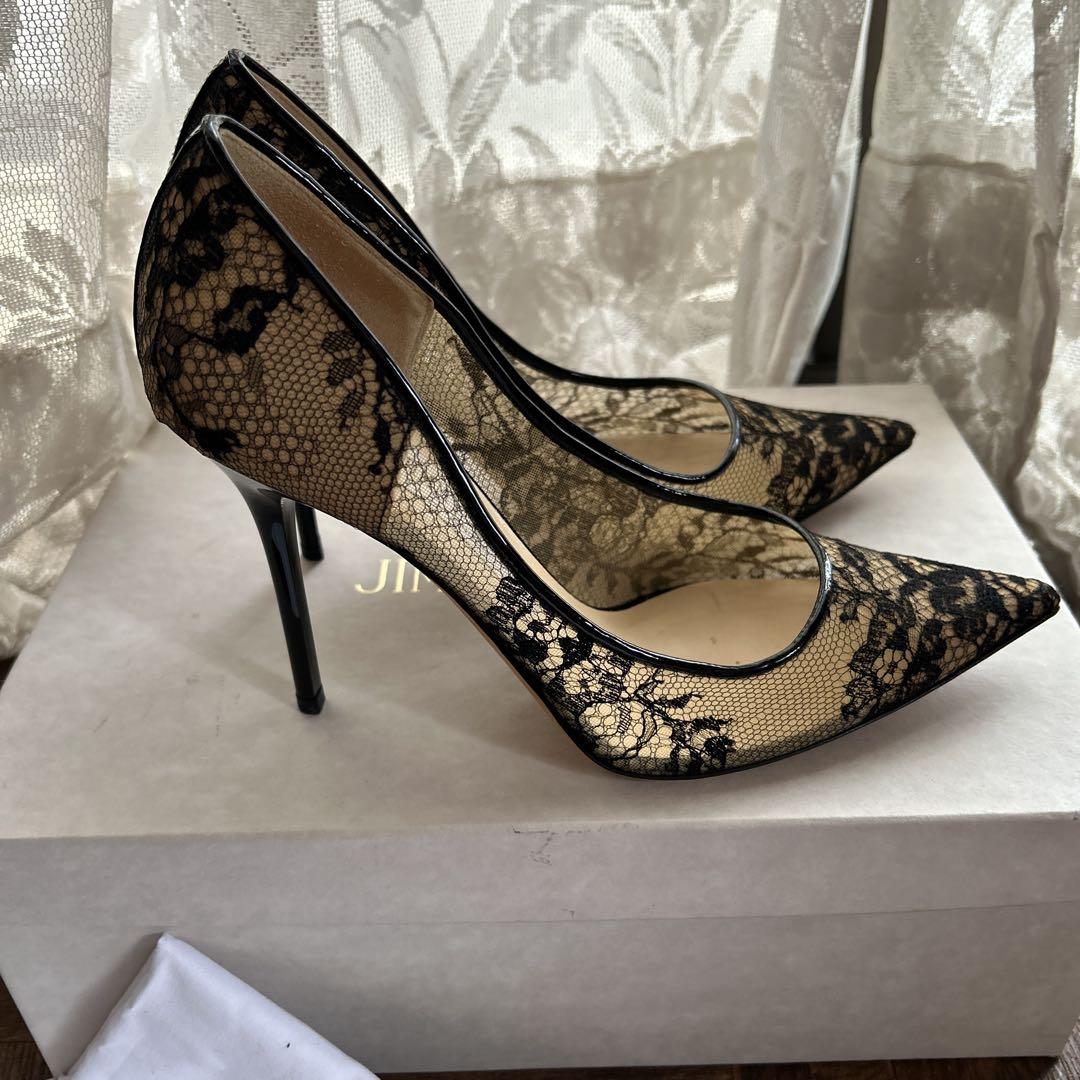 JIMMY CHOO ABEL ブラックレース ハイヒール 36.5 - メルカリ