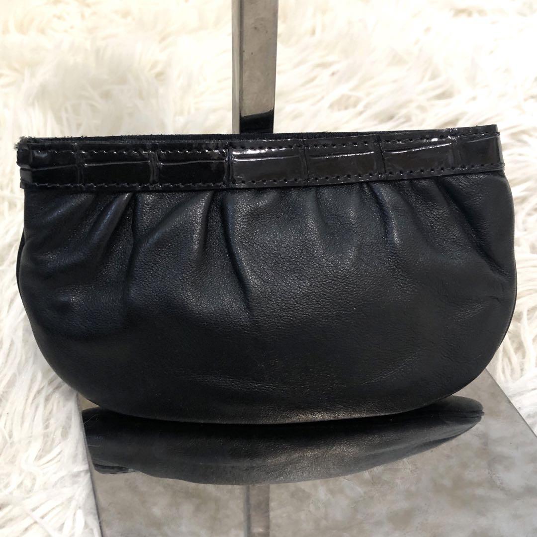 美品✨ハマノ サンピエトロ　リアルクロコダイル　ハンドバッグ ブラック