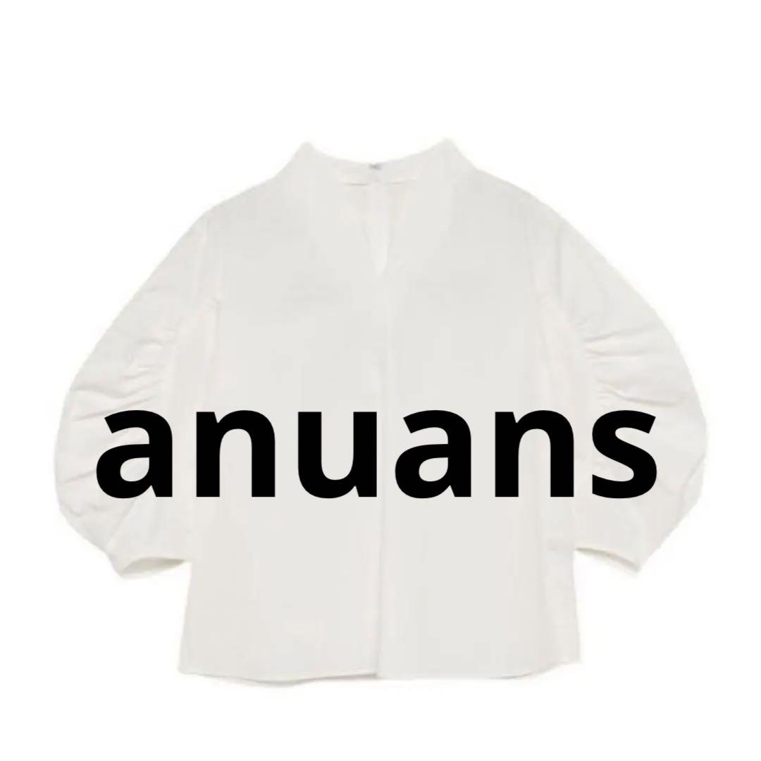 anuans アニュアンス ディテールギャザーブラウス ホワイト