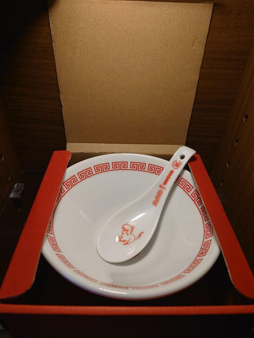 らんま1/2 カフェ 猫飯店 ラーメンどんぶりミニ れんげ セットの未使用品です