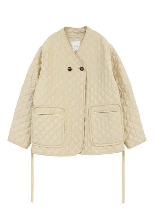 CLANE - QUILTING NO COLLAR JACKET - KHIKI | ADDICT WEB SHOP