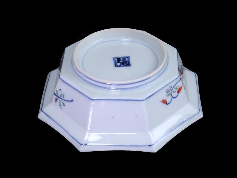 大聖寺伊万里 染錦 柿右衛門写 松竹梅の図 八角膾皿 N293AS-fbuj