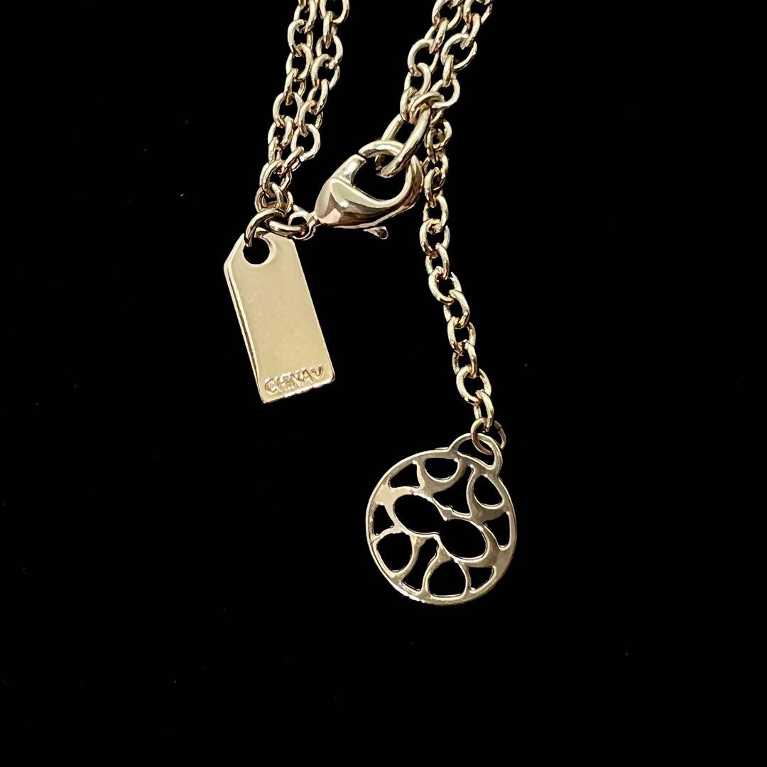 美品✨ coach コーチ ネックレス 2連 ハート キー カデナ 鍵 ゴールド
