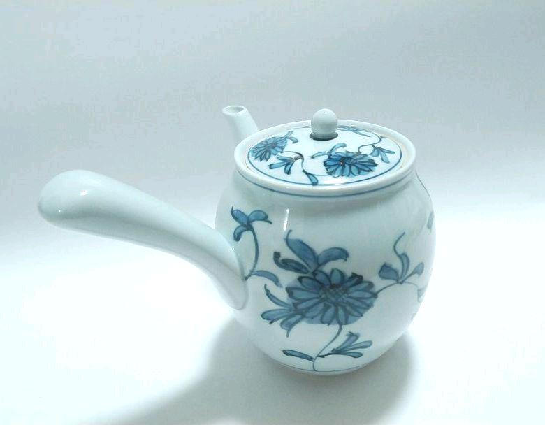 源右衛門 染付菊唐草 茶器セット 急須 湯吞み4客