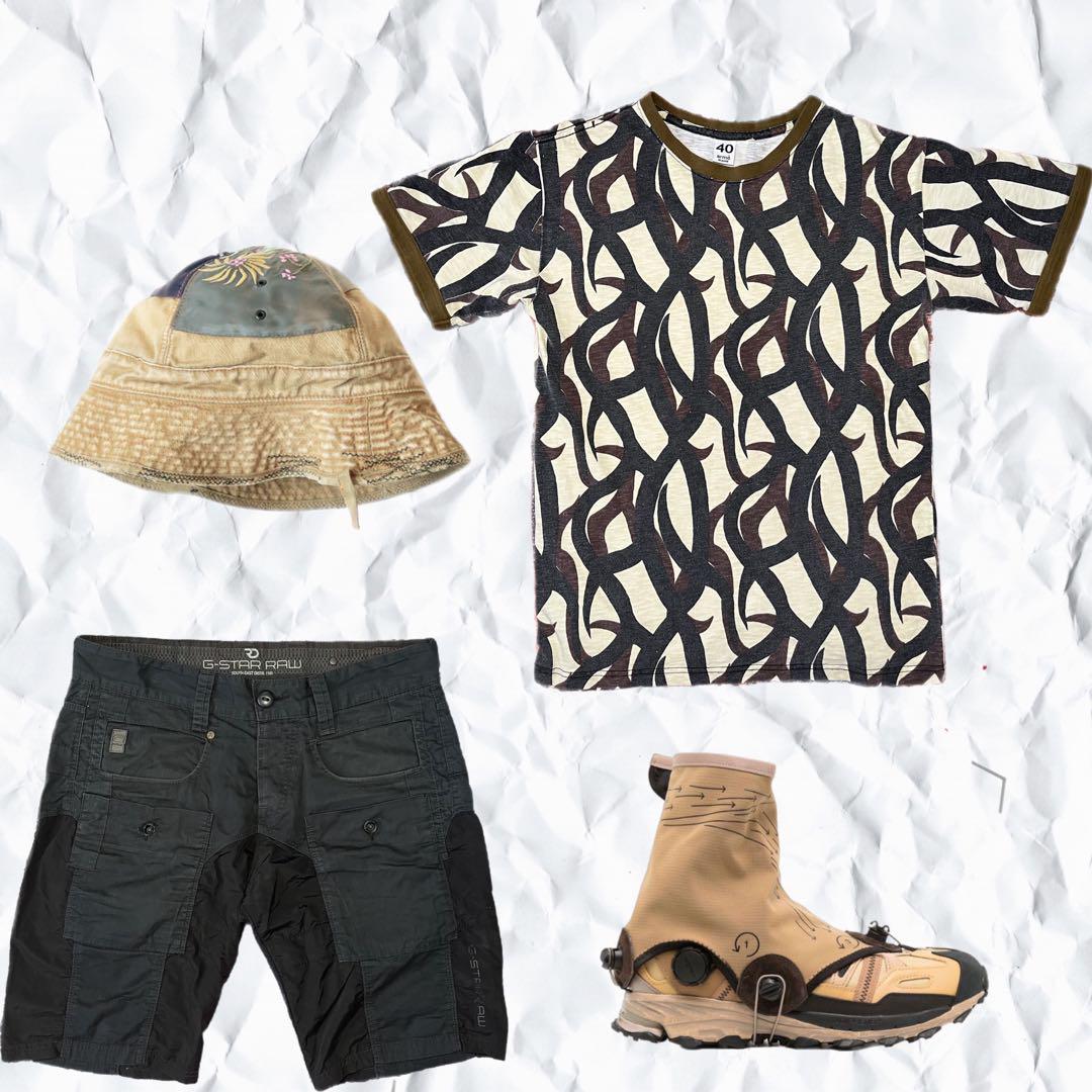 生成り tribal Camo Ringer Tee