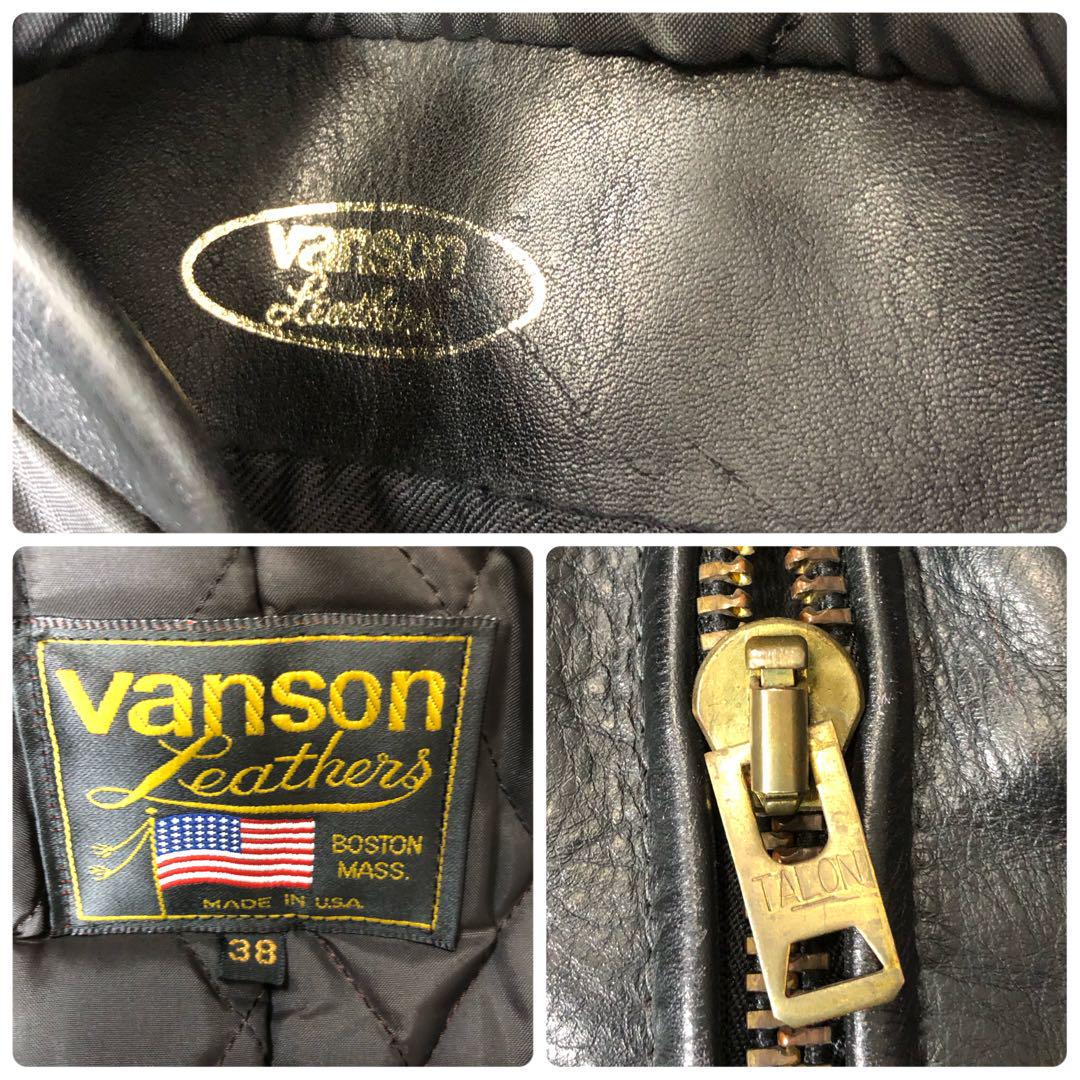 VANSON　レザージャケット　ダブルライダース　ブラック　タロンジップ　38