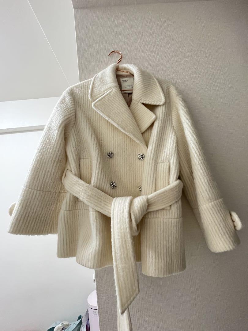 Herlipto Odette Wool-Blend Coat 白 こじはる
