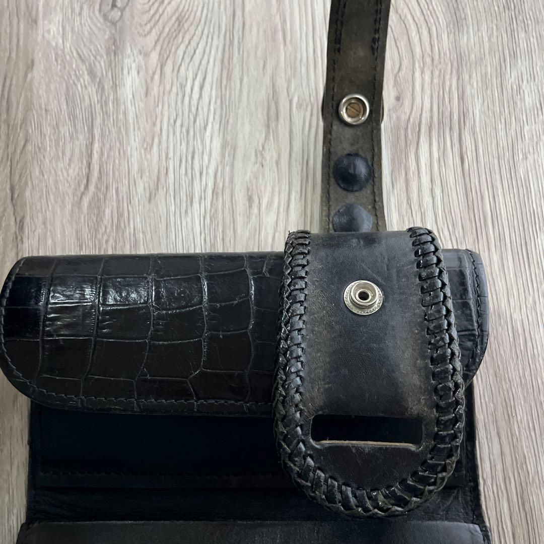 【ALZUNI】 バイカーズウォレット クロコダイル 長財布 黒 【ALZUNI】 バイカーズウォレット クロコダイル 長財布 黒