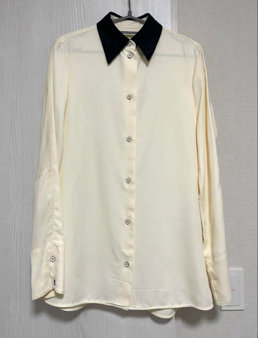 JIL SANDER 長袖シャツ アイボリー ブラックXS SS JIL SANDER
