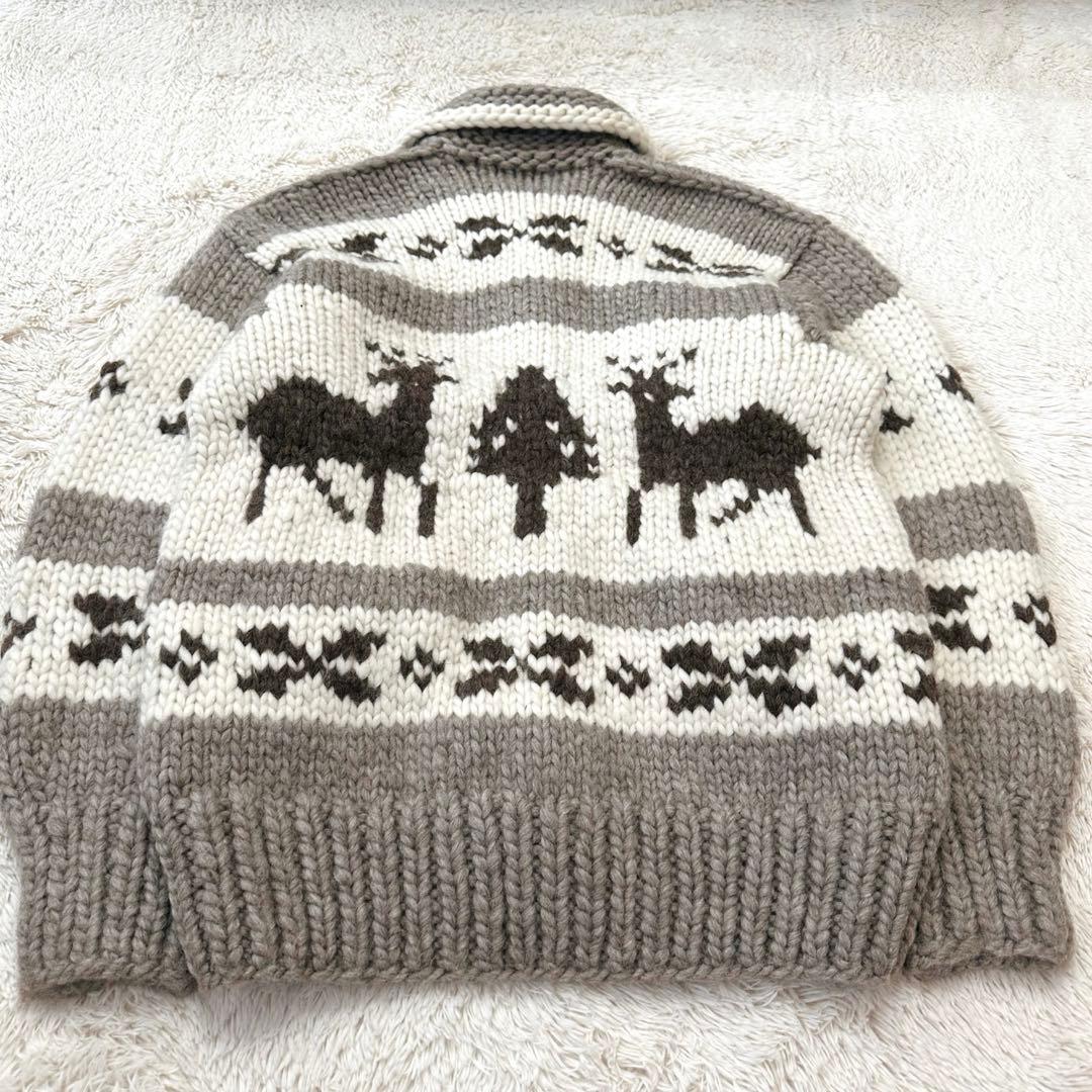 美品 カナダ製 カウチンセーター 希少メープルボタン トナカイ柄 XL相当 美品 カナダ製 カウチンセーター 希少メープルボタン トナカイ柄 XL相当